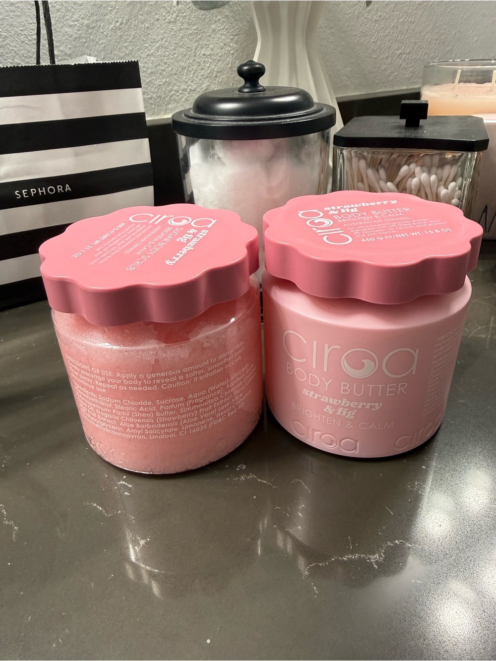 Ciroa Strawberry & Fig Pink Sugar Body Scrub and Body Butter Duo